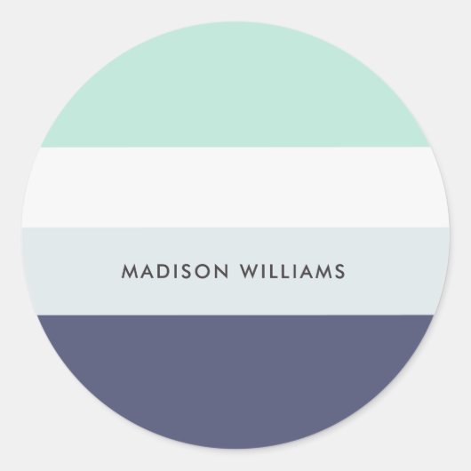 Kleurblok Horizontale Stripe Classic Round Sticke Ronde Sticker (Voorkant)