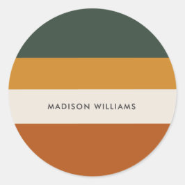 Kleurblok Horizontale Stripe Classic Round Sticke Ronde Sticker