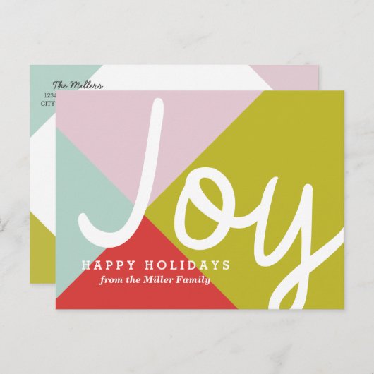 Kleurblok Joy Feestdagenkaart (Voorkant / Achterkant)