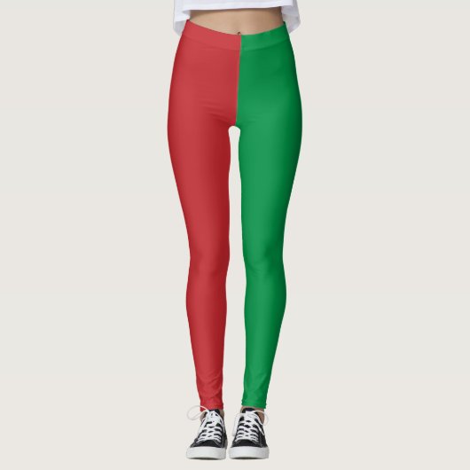 Kleurblok Kerst Elf Feest Leggings (Voorkant)