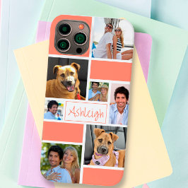 Kleurblok Koraal Eenvoudig 7 Fotonaam Aangepaste k Case-Mate iPhone 14 Hoesje