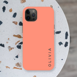 Kleurblok Koraalroze Minimale Eenvoudige naam iPhone 16 Pro Hoesje