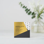 Kleurblok | Leder | Goud | Makeup en Hair Vierkante Visitekaartje (Staand voorkant)