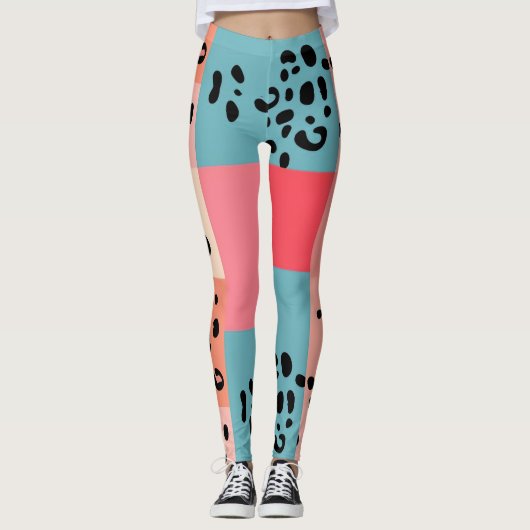 Kleurblok Leopard-afdrukpatroon Leggings (Voorkant)