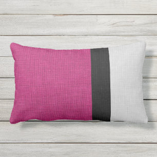 Kleurblok Linen look Fuchsia Black Grey Outdoor Buitenkussen