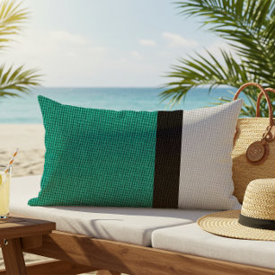 Kleurblok Linen ziet er Blauwgroen zwart uit Buitenkussen