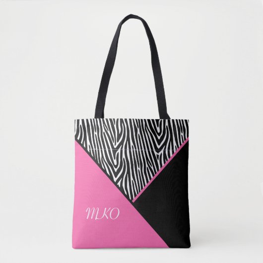 Kleurblok met Zebra Print Tote Bag (Voorkant)