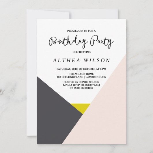 Kleurblok | Modern Birthday Party Invitation Kaart (Voorkant)