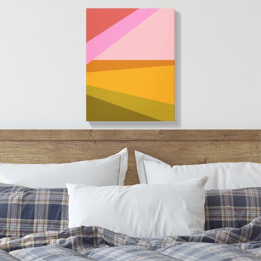 Kleurblok Moderne geometrische kunst in rood groen Canvas Afdruk (Insitu (Slaapkamer))
