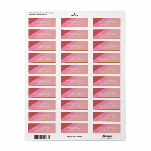 Kleurblok Moderne geometrische roze retouradres Etiket (Full Sheet)