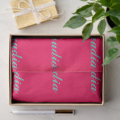 Kleurblok monogram op hete fuchsia roze tissuepapier (Geschenk)