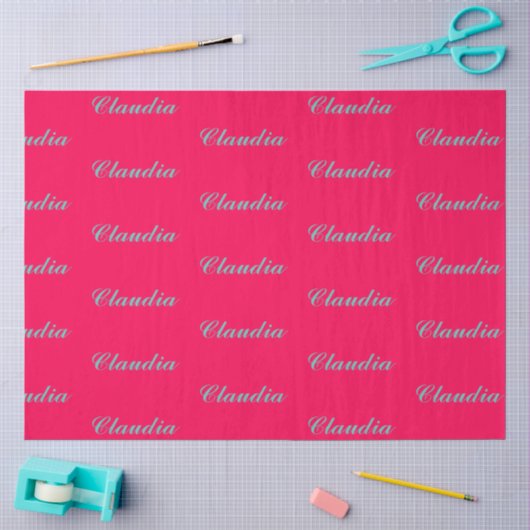 Kleurblok monogram op hete fuchsia roze tissuepapier (Craft)
