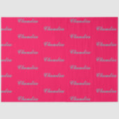 Kleurblok monogram op hete fuchsia roze tissuepapier (Voorkant)
