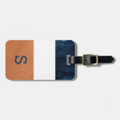 Kleurblok Navyblauw, Oranje Monogram Bagagielabel Bagagelabel (Voorkant horizontaal)