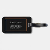 Kleurblok Navyblauw, Oranje Monogram Bagagielabel Bagagelabel (Achterkant horizontaal)