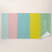 Kleurblok Pastel Persoonlijke Zomer Streep Strandlaken (Voorkant)