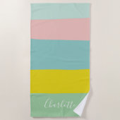 Kleurblok Pastel Persoonlijke Zomer Streep Strandlaken (Voorkant)