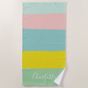 Kleurblok Pastel Persoonlijke Zomer Streep Strandlaken