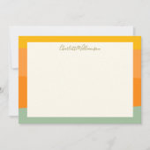 Kleurblok Rand Script Naam gepersonaliseerd plat Notitiekaartje (Voorkant)