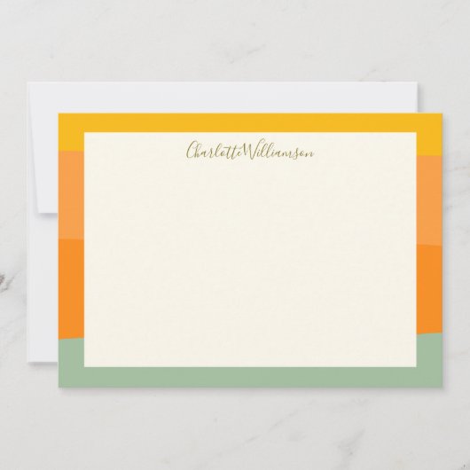 Kleurblok Rand Script Naam gepersonaliseerd plat Notitiekaartje (Voorkant)