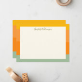 Kleurblok Rand Script Naam gepersonaliseerd plat Notitiekaartje (Voorkant / Achterkant in situ)