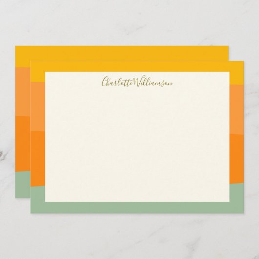 Kleurblok Rand Script Naam gepersonaliseerd plat Notitiekaartje (Voorkant / Achterkant)