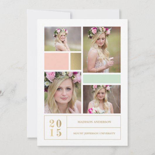 Kleurblok Roze en Mint | Uitnodiging tot Afstuder (Voorkant)