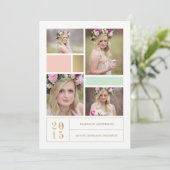 Kleurblok Roze en Mint | Uitnodiging tot Afstuder (Staand voorkant)