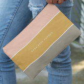 Kleurblok Roze Goud Grijs Streep Monogram Etui