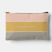 Kleurblok Roze Goud Grijs Streep Monogram Etui (Voorkant)