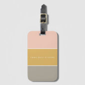 Kleurblok Roze Goud Grijze Stripe Monogram Bagagelabel (Voorkant (verticaal))