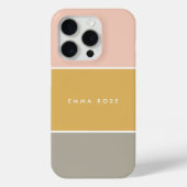 Kleurblok Roze Goud Grijze Stripe Monogram Case-Mate iPhone Case (Achterkant)