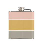 Kleurblok Roze Goud Grijze Stripe Monogram Heupfles (Achterkant)