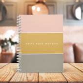Kleurblok Roze Goud Grijze Stripe Monogram Notitieboek