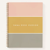 Kleurblok Roze Goud Grijze Stripe Monogram Notitieboek (Voorkant)