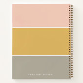 Kleurblok Roze Goud Grijze Stripe Monogram Notitieboek (Achterkant)