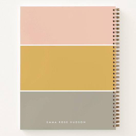Kleurblok Roze Goud Grijze Stripe Monogram Notitieboek (Achterkant)
