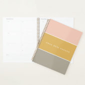 Kleurblok Roze Goud Grijze Stripe Monogram Planner (Display)