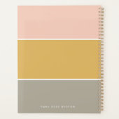 Kleurblok Roze Goud Grijze Stripe Monogram Planner (Achterkant)