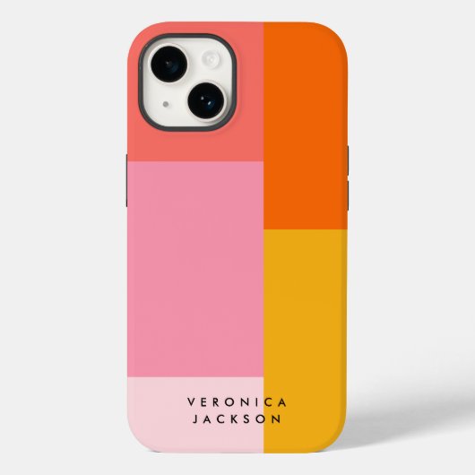 Kleurblok Roze Sinaasappel Geel Minimalist Case-Mate iPhone Case (Achterkant)