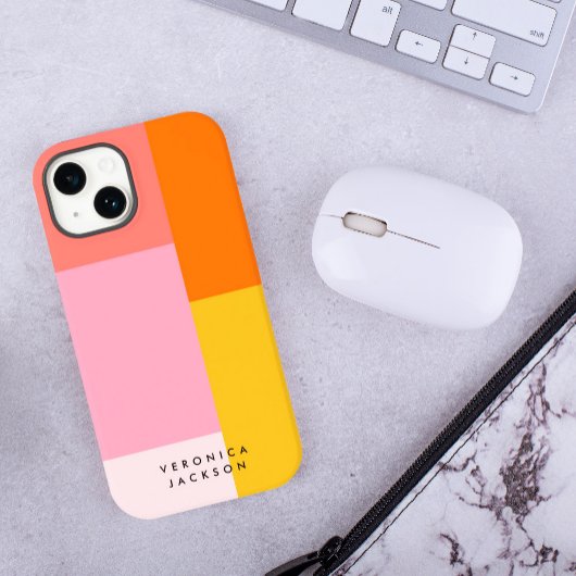 Kleurblok Roze Sinaasappel Geel Minimalist Case-Mate iPhone Case