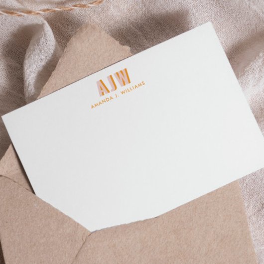 KLEURBLOK SCHADUW LETTER AANGEPASTE MONOGRAM NOTITIEKAARTJE
