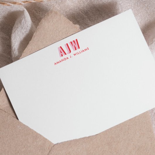 KLEURBLOK SCHADUW LETTER AANGEPASTE MONOGRAM NOTITIEKAARTJE