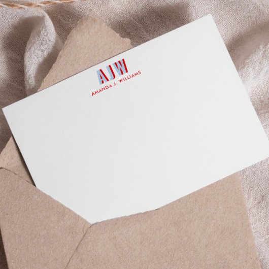 KLEURBLOK SCHADUW LETTER AANGEPASTE MONOGRAM NOTITIEKAARTJE
