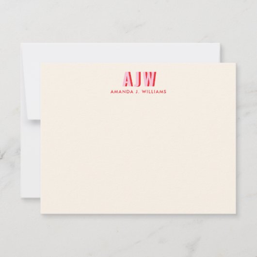 KLEURBLOK SCHADUW LETTER AANGEPASTE MONOGRAM  NOTITIEKAARTJE (Voorkant)