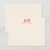 KLEURBLOK SCHADUW LETTER AANGEPASTE MONOGRAM  NOTITIEKAARTJE (Voorkant / Achterkant)