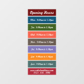 Kleurblok stijl openingsuren raamsticker (Vel)