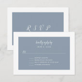 Kleurblok stoffig blauw RSVP | aanpasbare kleur Kaartje (Voorkant / Achterkant)