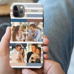 Kleurblok Streep 4 Foto en Naam Case-Mate iPhone Case