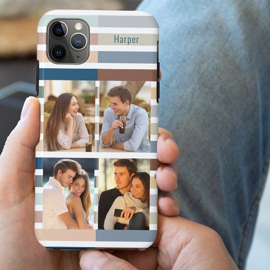 Kleurblok Streep 4 Foto en Naam Case-Mate iPhone Case